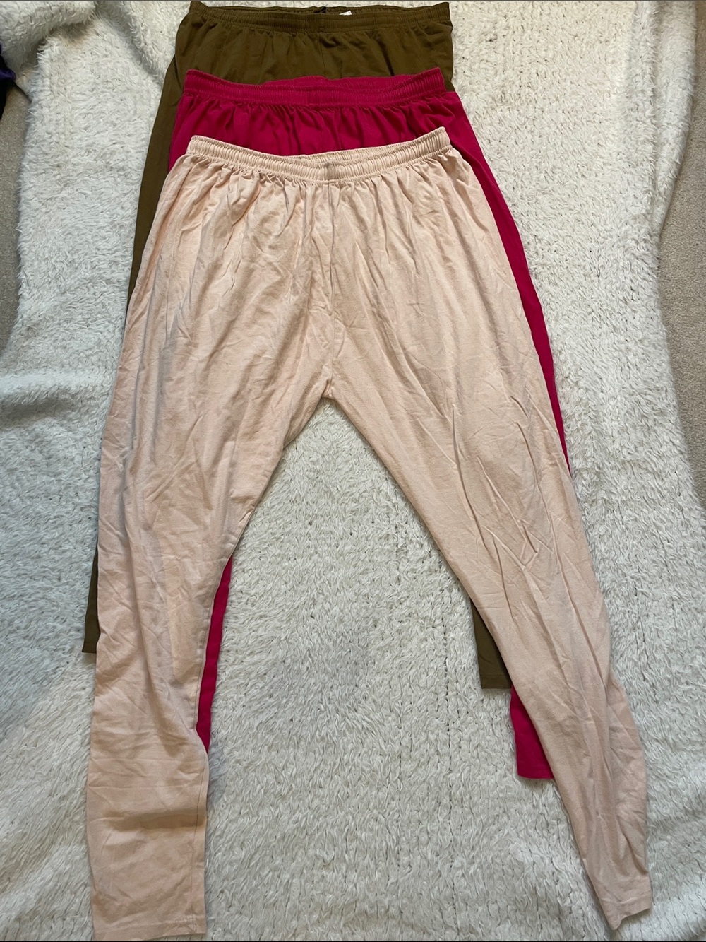 3 pair bundle soft jersey leggings pink green olive XL-XXL